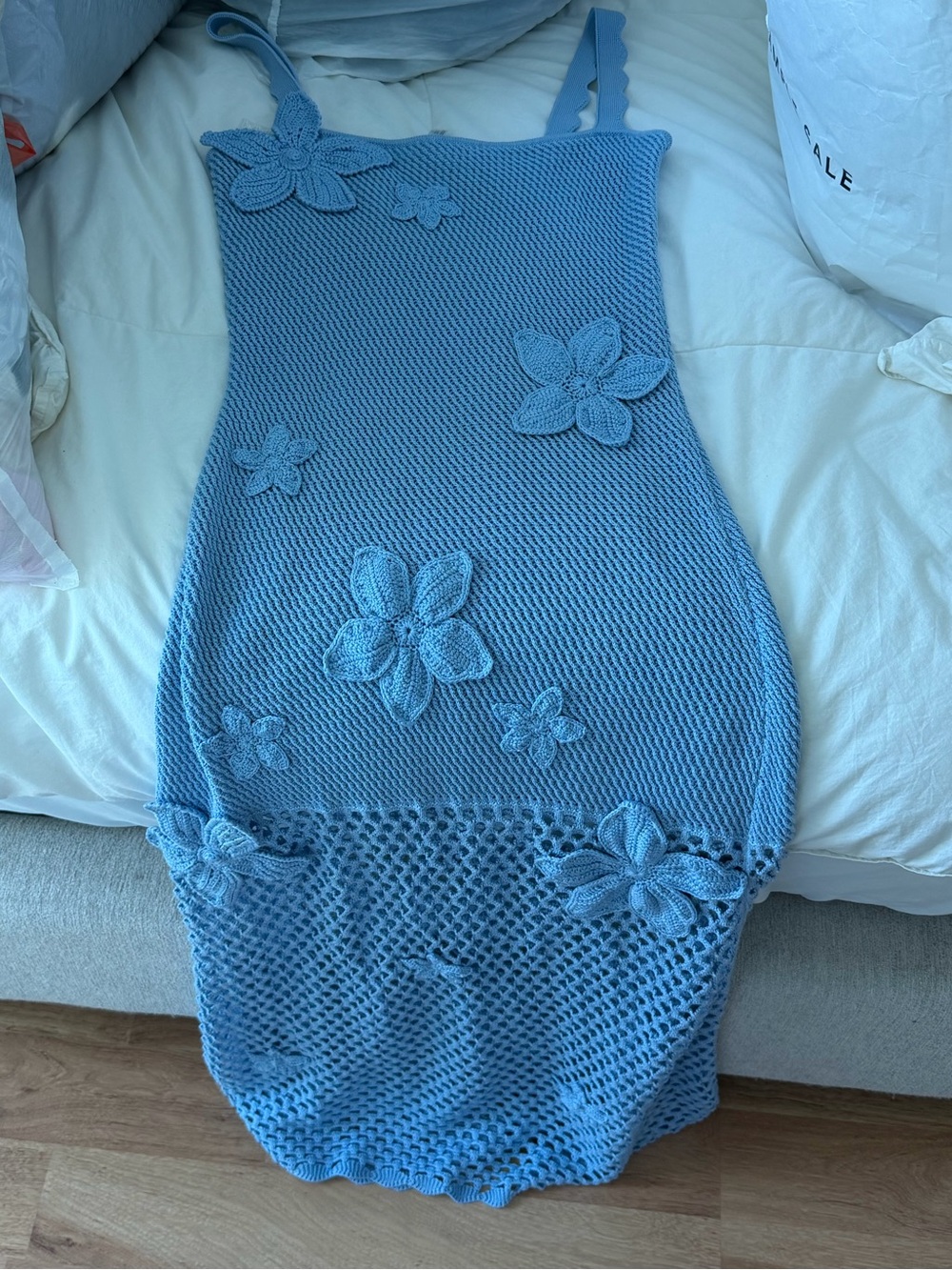 DEVON WINDSOR Kids Light Blue Knit Floral Footie One-Piece
